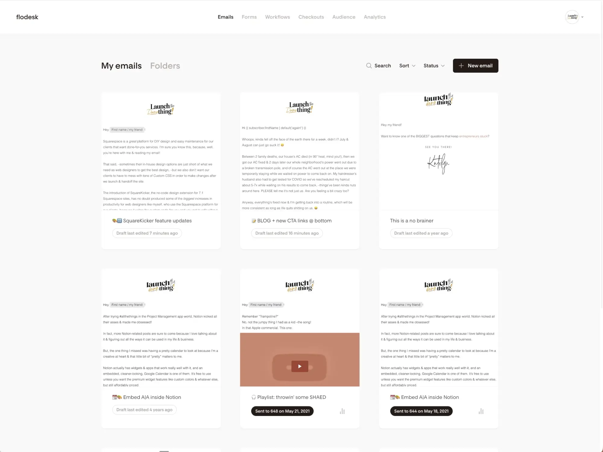 screenshot of Flodesk's simplistic & user friendly user interface, 2026