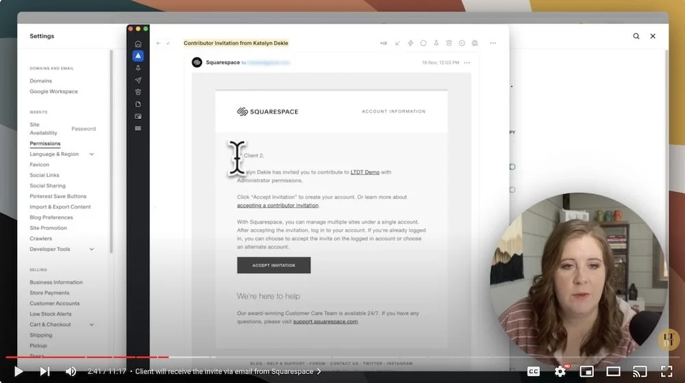 How web designers transfer ownership to clients in Squarespace