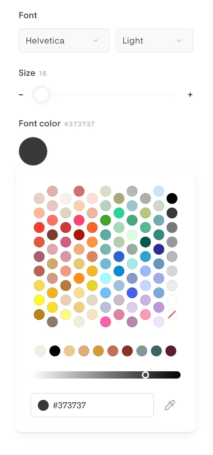 in-email color picker (with brand colors always available), 2026