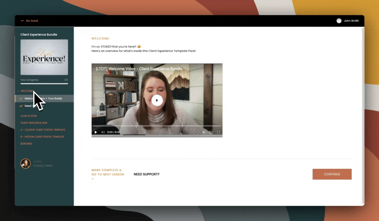screen recording (no sound), preview of the lessons