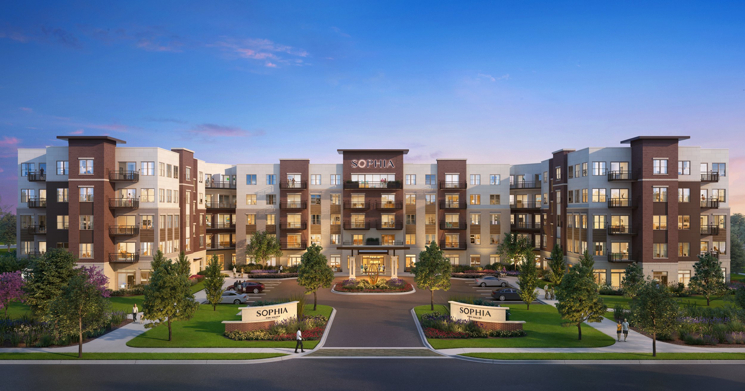 Sophia at Fox Valley Mall Aurora, IL  Independent Living, Assisted Living and Memory Care  The second project amongst co-investors ID2, Affinius Capital (formerly USAA Real Estate) and Centennial Real Estate, Sophia at Fox Valley Mall offers a simila