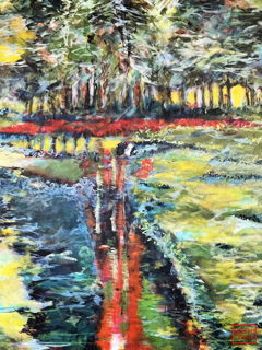 Running River - Acrylic Painting 20x40 inches, 2022 - AI Composition