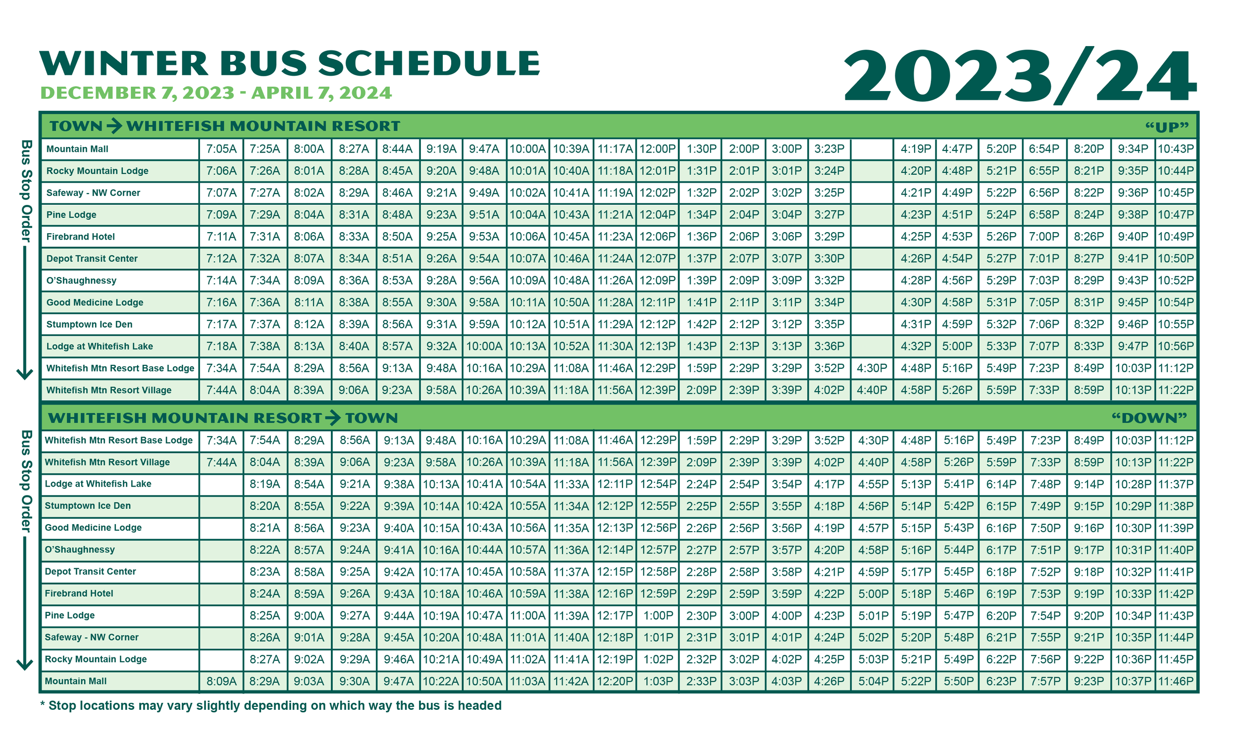 S N O W Bus Schedule Big Mountain Commercial Association s-n-o-w-bus-schedule-big-mountain-commercial-association