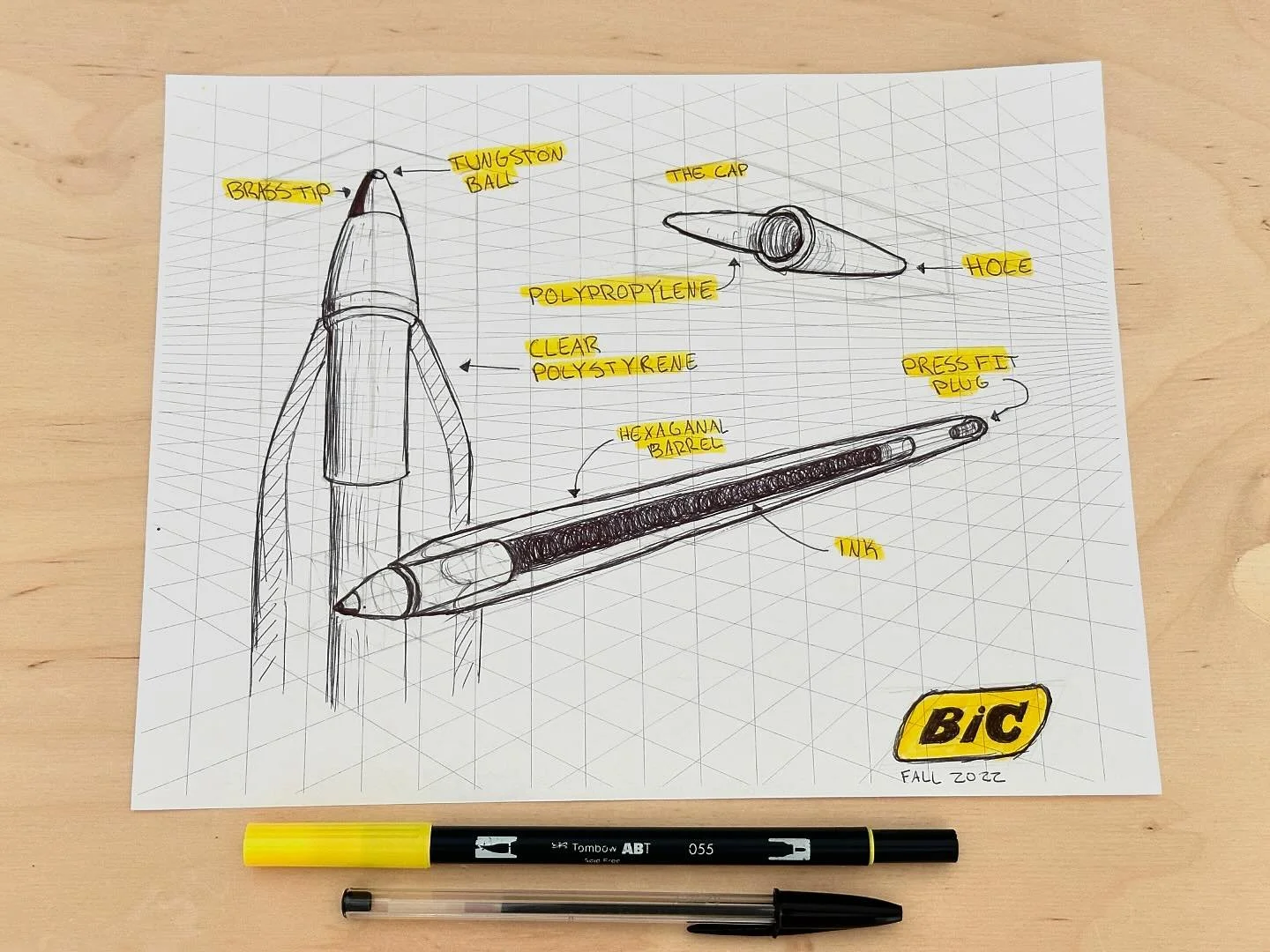 A pen sketch of a pen 🖊️ 

#design #industrialdesign #sketching #productdesign #bic