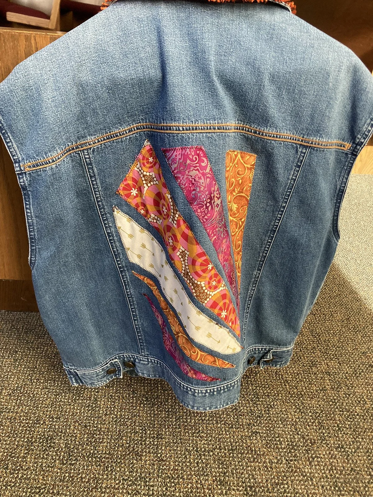 Jean Vest Size Large with Design on Back: Friend of MCC, First Mennonite, Lincoln