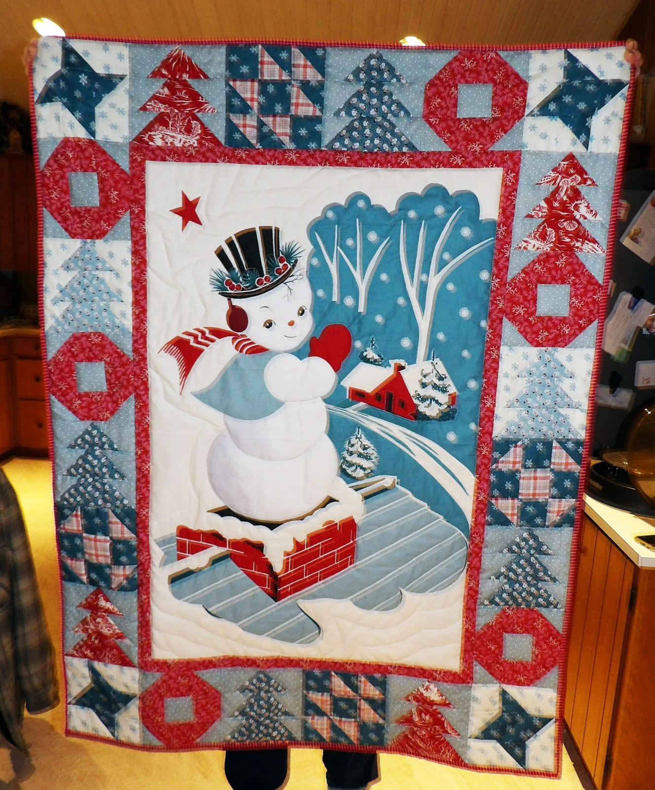 Midnight in Snowtown, Other, 37x48: Lindy Siebert, Bethesda Mennonite Church

Red Blue and white midnight in Snowtown wall hanging by Coach House Designs.