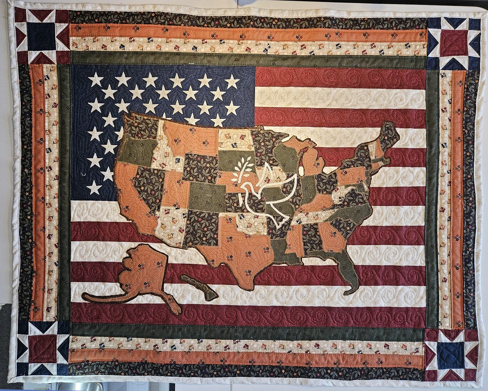 E Pluribus Unum, Other, 27x34: Elizabeth Hervey Osborn, Non-Affiliated

(Fat Quarter Color Challenge Item) A quilt celebrating the 250th Anniversary of the founding of the United States, and the hope of peace for its future. Original design and creat