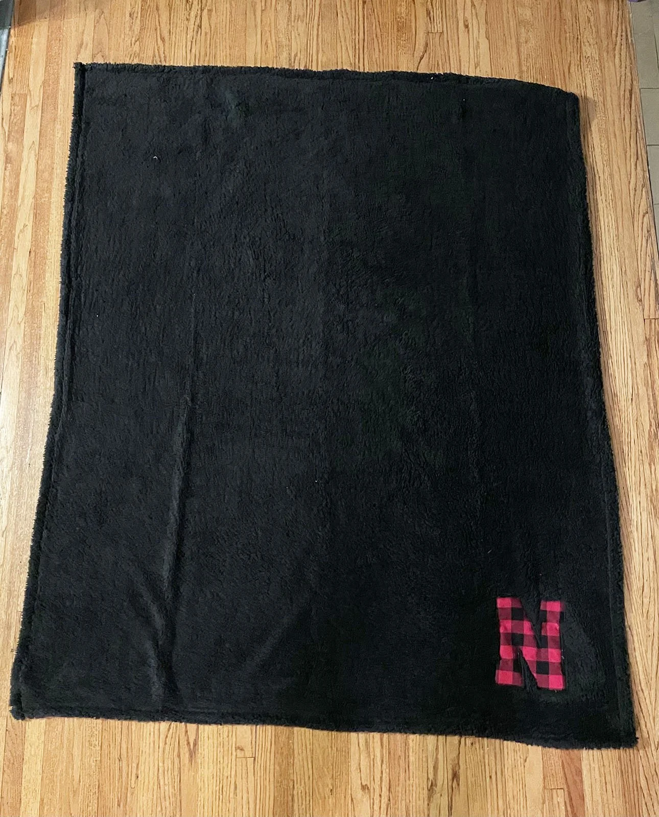 Black Plush 50x60 'N' Nebraska Blanket: Tammy Riedel, First Mennonite, Lincoln