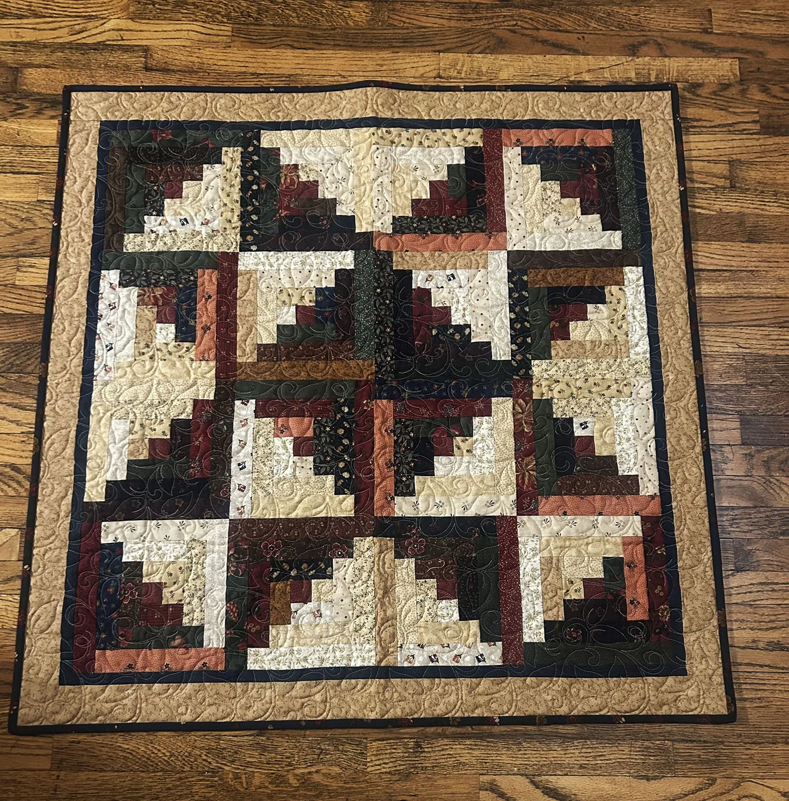 Log Cabin Mini Quilt, Other, 32x32: Ruth Neufeld Goertzen, Non-Affiliated Individual

Color Challenge - Kansas Troubles fabrics in Log Cabin pattern.
Machine pieced by Ruth Neufeld Goertzen, Goessel, KS. Machine quilted by Lori Kukuk, McLouth, KS.
Fa