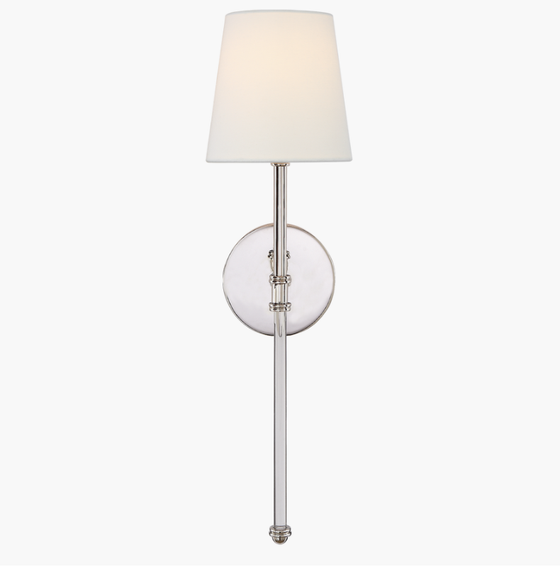 Camille Sconce in Polished Nickel with Linen Shade.png