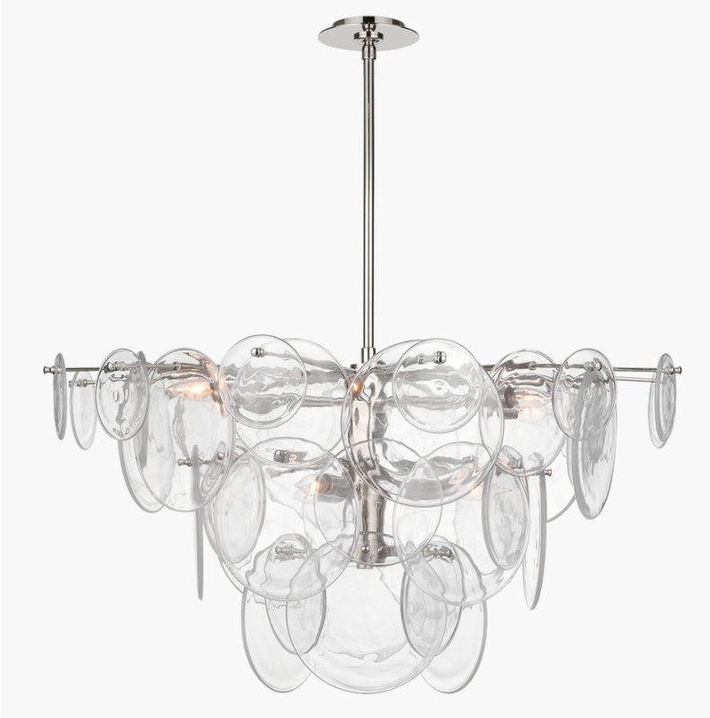 Loire Large Chandelier in Polished Nickel with Clear Strie Glass.png