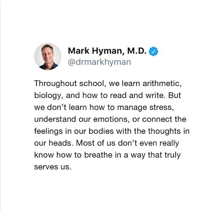Thank you for this @drmarkhyman 🙌Mindfulness is a skill every human can benefit from. Imagine our kids growing up with an awareness of their breath and the ability to regulate their emotions ✨✨✨