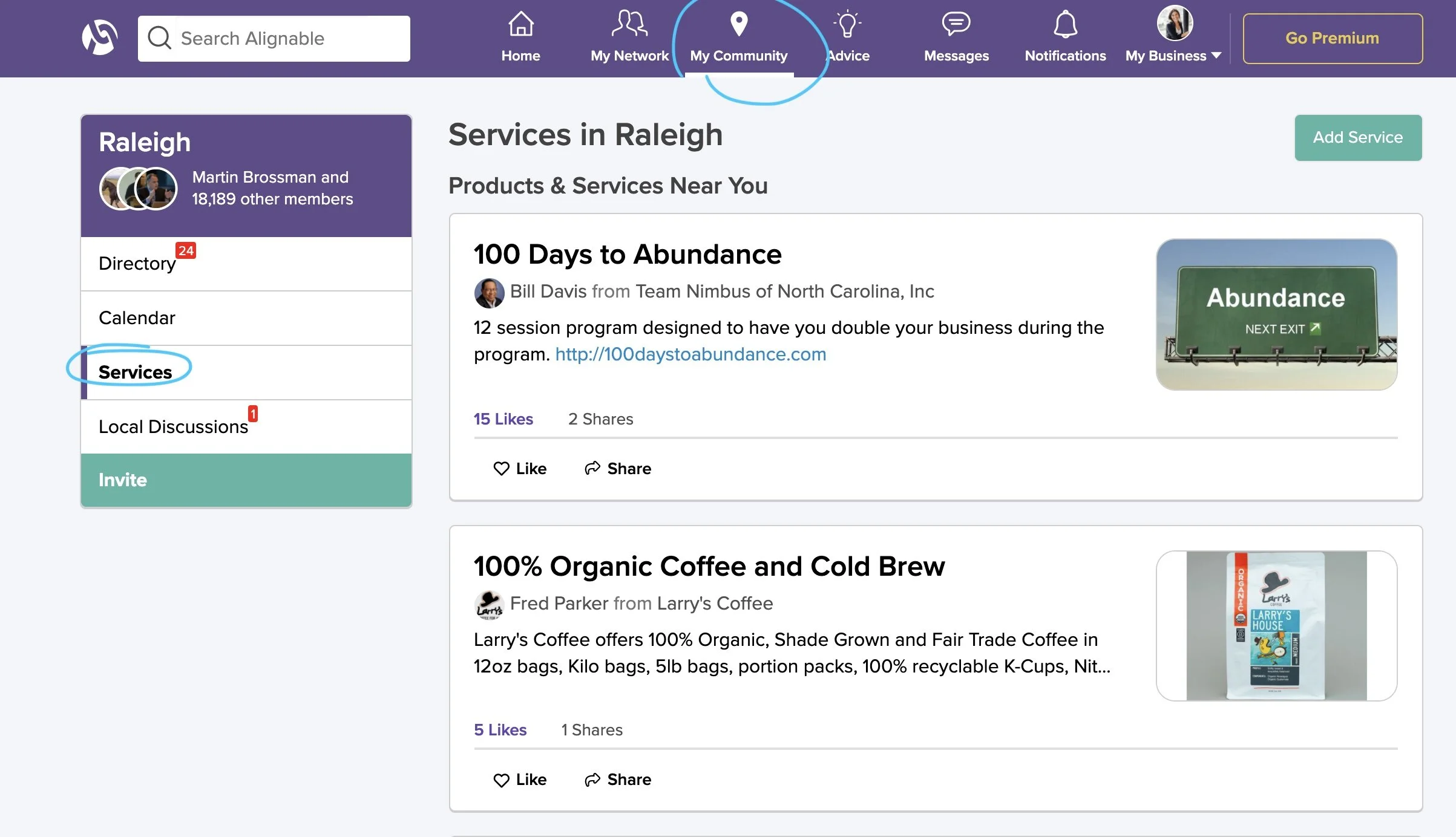 Products and services offered by local businesses