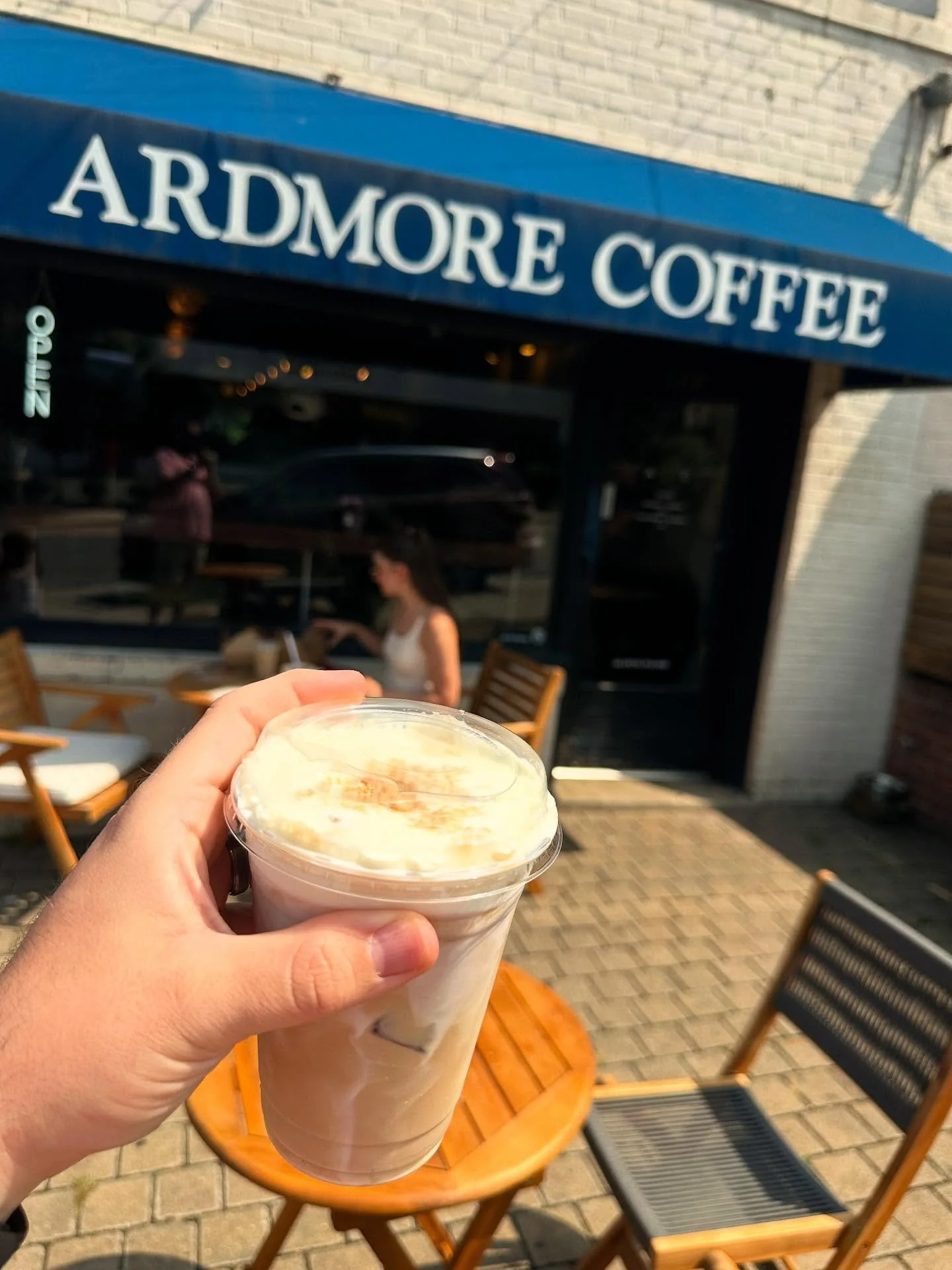 The iced banana pudding latte from @ardmorecoffee and the lemon blueberry toaster pastry from @gingerbreadmanbakerywsnc makes for a delicious combo. Thankfully they are side by side! 
#winstonsalem #coffee #icedcoffee #sweettreat