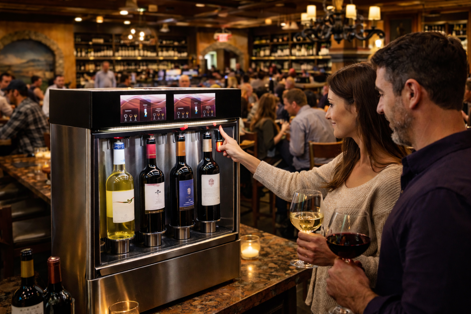 wine self pour at a restaurant