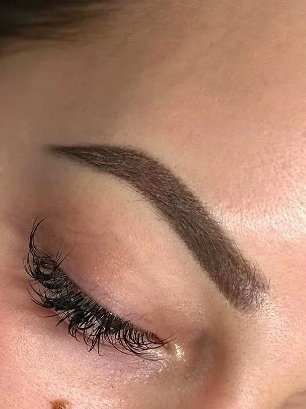 Fresh powder brow tattoo with soft gradient effect