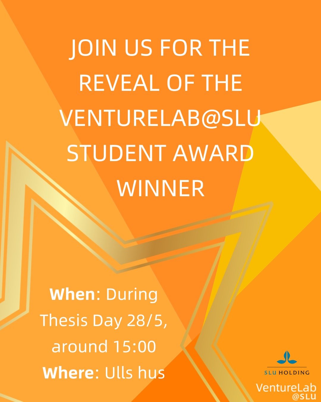 The winner of this year&rsquo;s VentureLab@SLU Student Award will be revealed at the award ceremony during Thesis Day 2025 at Ultuna, on May 28th at 15, in Ulls hus.

We received many inspiring ideas from students across several SLU campuses and, we&