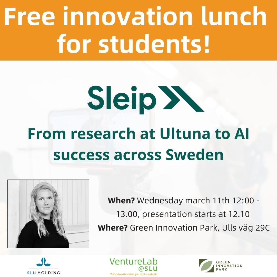 Join us for a free lunch and get inspired!

SLU scientist and veterinarian Elin Hernlund shares the journey from a research idea at Ultuna to building the company Sleip &ndash; the AI app that detects asymmetries in horses invisible to the human eye.