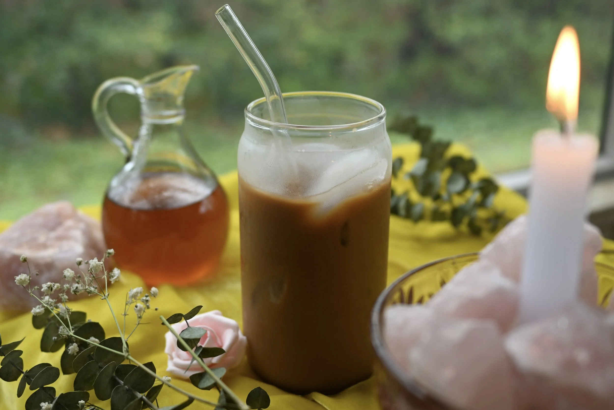 the magickal correspondences for each ingredient of this lavender rose latte are listed below. included is lavender for protection, rose for self-love and attraction, salt for protection and purification, milk for comfort, and sugar for sweetness.