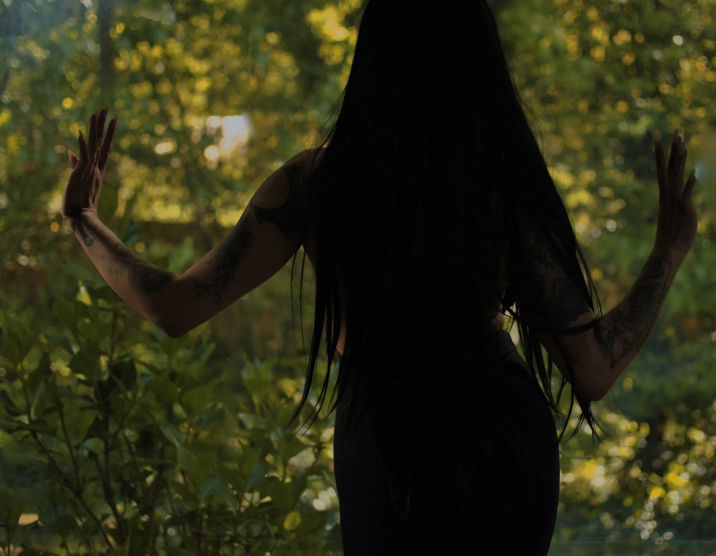 a witchy, moody silhouette self portrait.