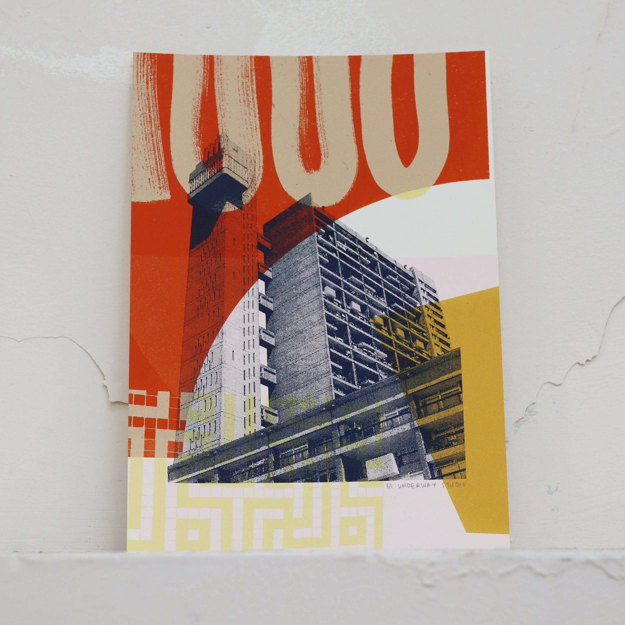 Mini Mono Screen Print - Trellick Tower