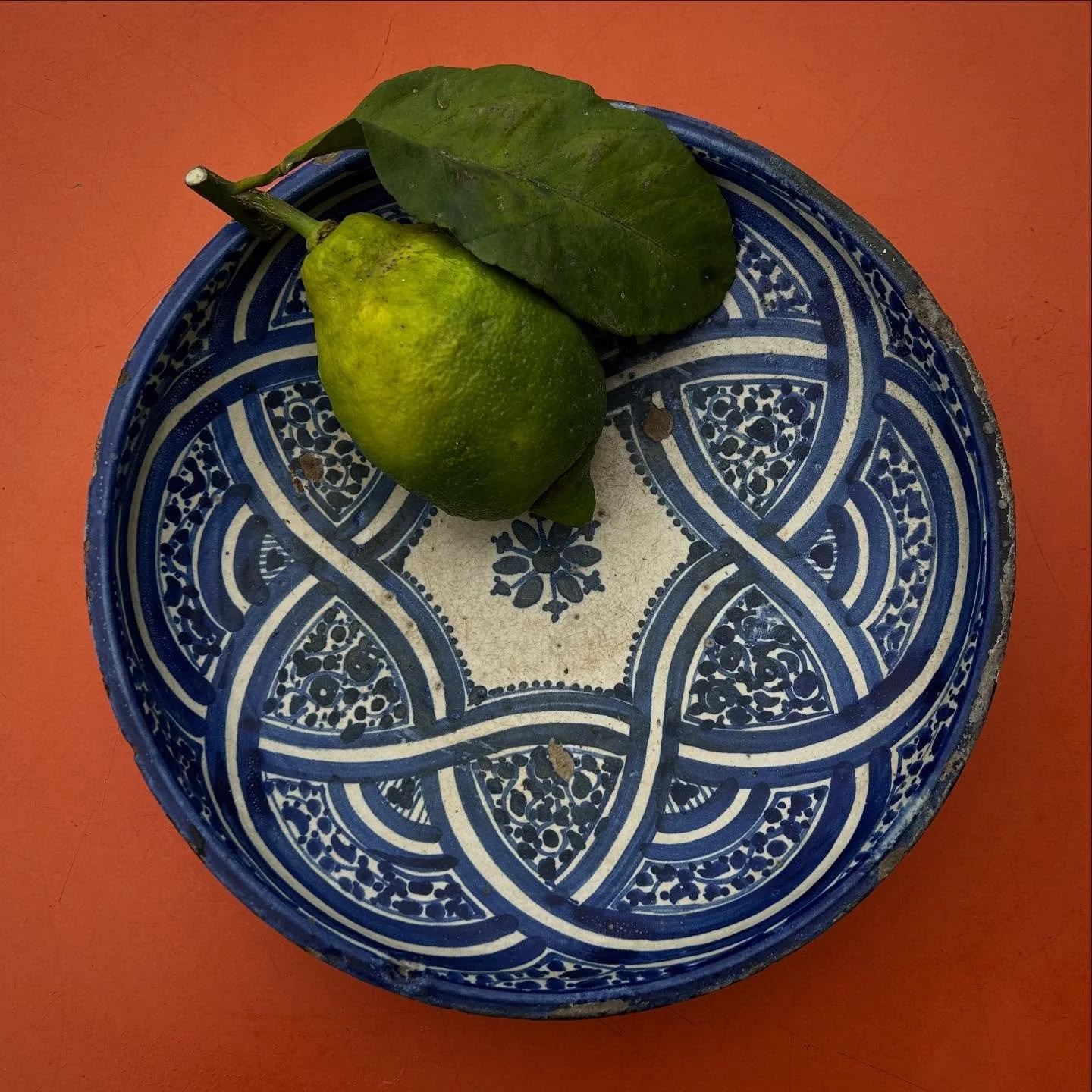 Good looking 19th century Moroccan Safi dish with striking hand painted pattern and nice blues. 
Generally good condition, aside from a few small knocks and losses to the glaze. 
Diameter 25cm height 7cm 
&pound;75
#forsale #antique #moroccan #safipo