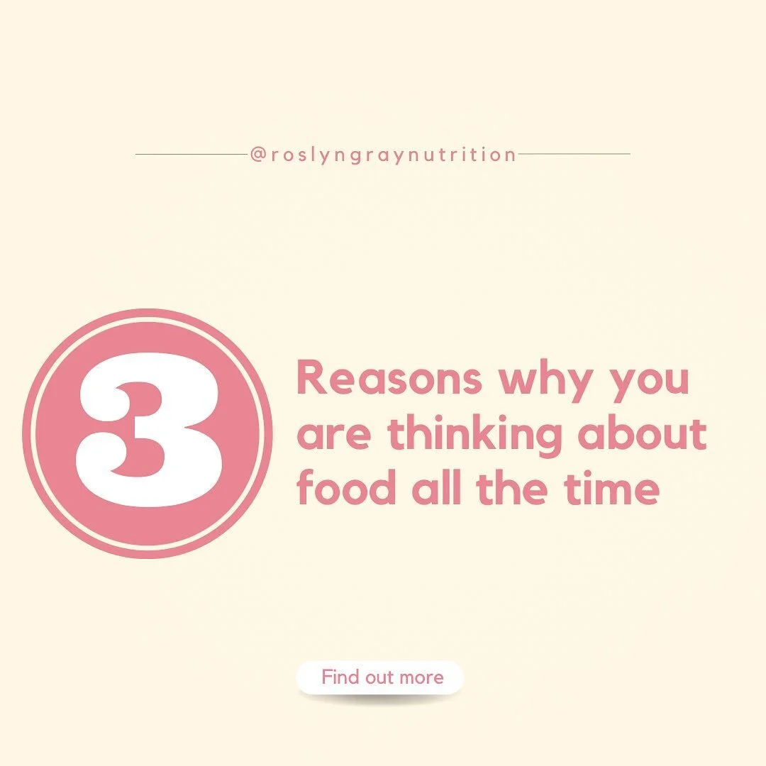 💭 Do you feel like you are always thinking about food?

Here are 3️⃣ reasons why that could be ⬇️

1️⃣ You have too many food rules 🛑 These can become exhausting and also had a negative effect on how you view food 

2️⃣ You are not eating enough 
A