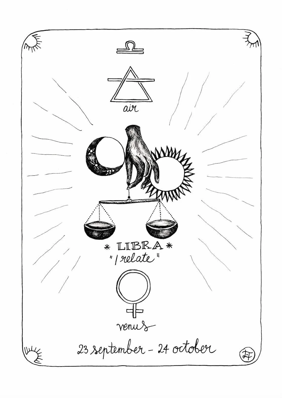 Libra – ink drawing