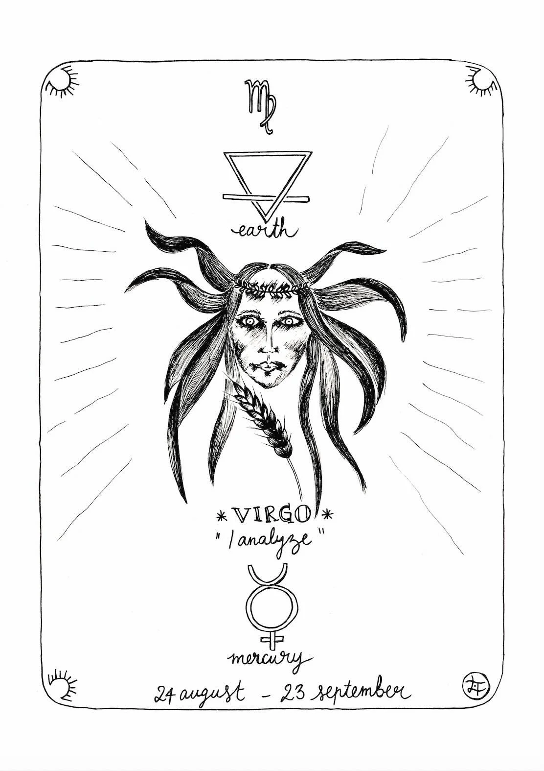 Virgo – ink drawing