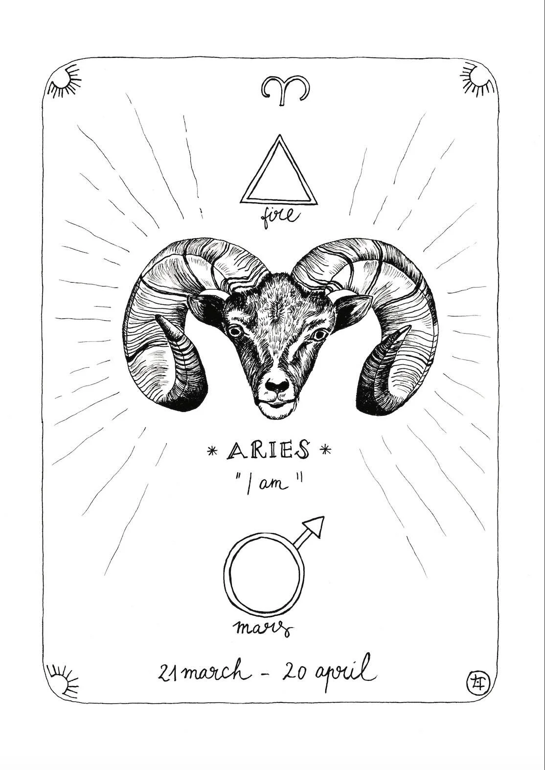 Aries – ink drawing