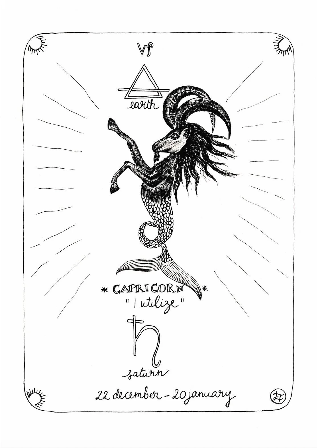 Capricorn – ink drawing
