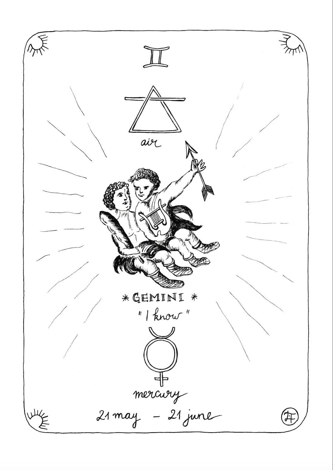 Gemini – ink drawing