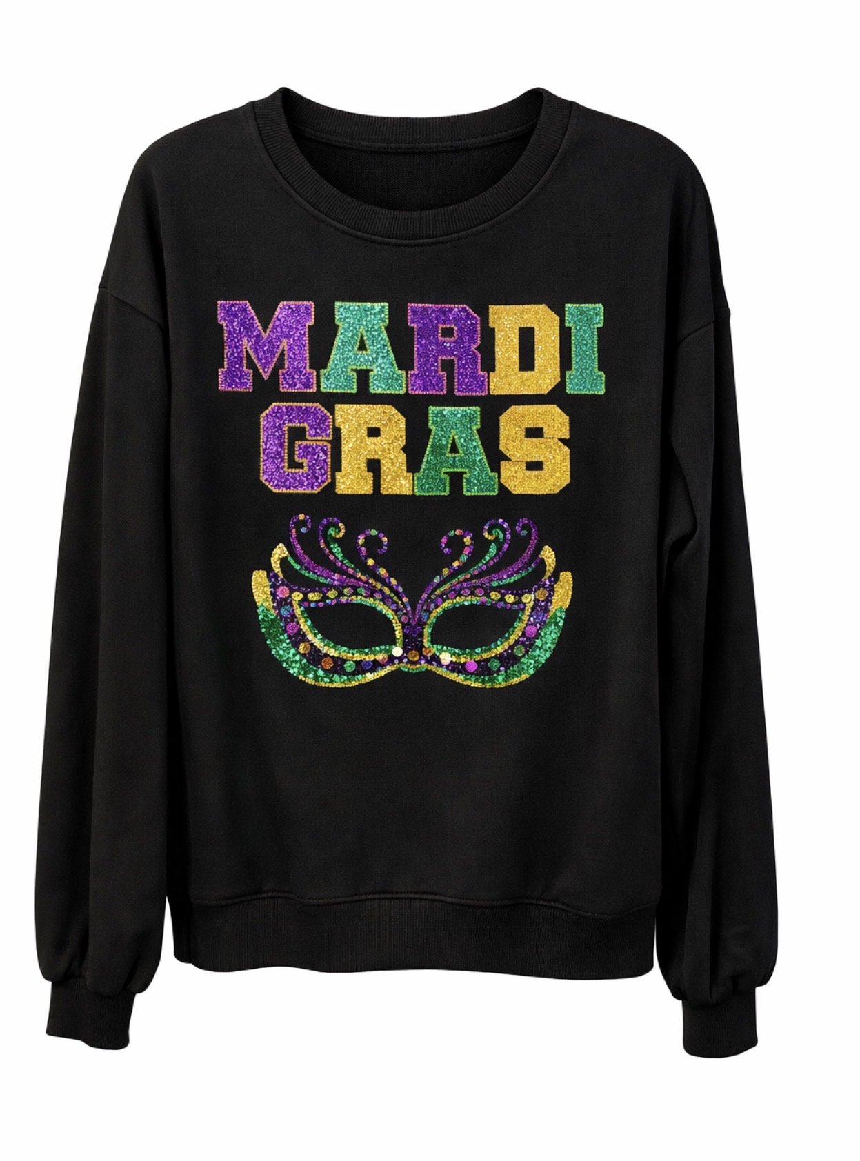 Black Chenille Mask  Sweatshirt