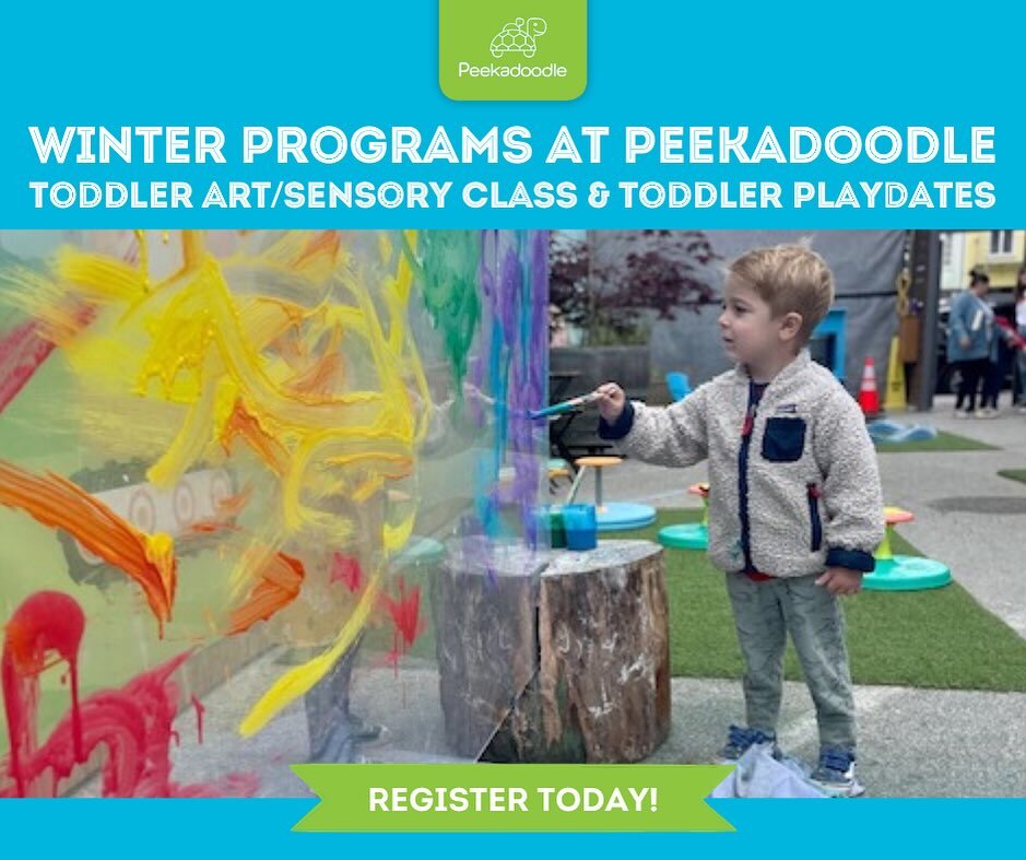 Registration is OPEN! Sign up today for our winter session art/sensory class (starts 1/10) and our 2024 Saturday Toddler Playdate series (1st playdate is 1/6!) Both programs fill fast so reserve early! Link in profile to register 💚💙