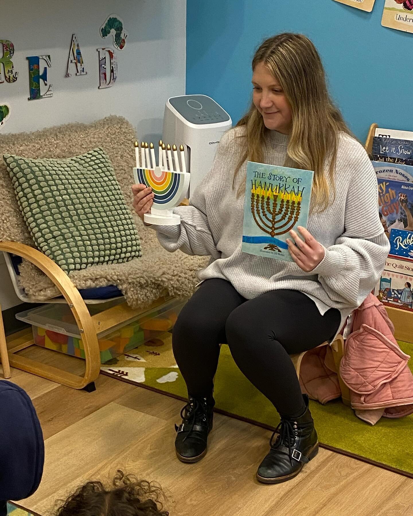 Today our own wonderful Ms Lizzy told the story of Chanukah to the Kendi and Oswald classes. They learned all about why it is celebrated,  the significance of the menorah and the 8 candles and Ms Lizzy even recited the prayer said each time a candle 