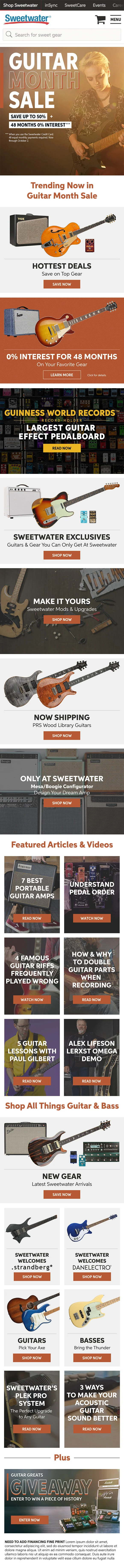 Sweetwater.com Landing Page
