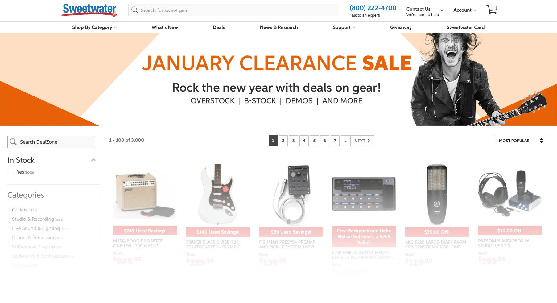 Sweetwater.com Landing Page Banner