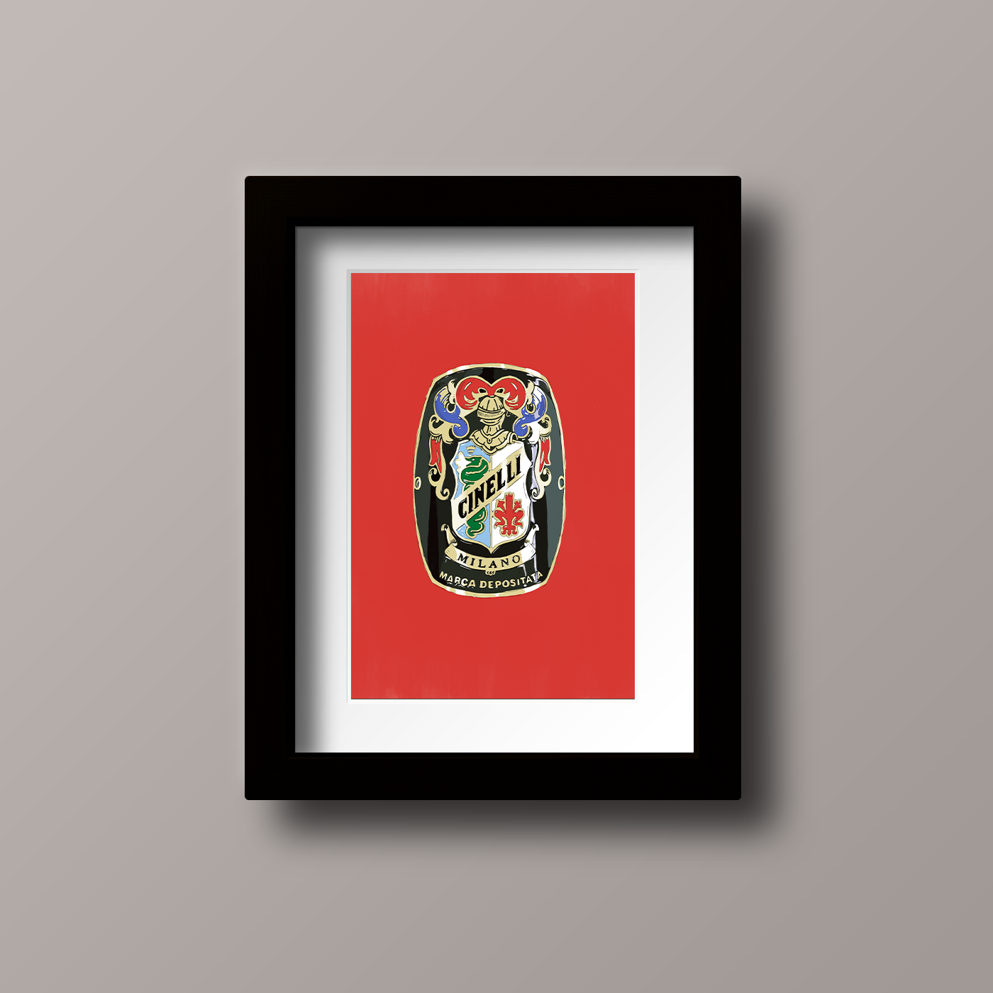 Black Framed Print of Cinelli Head Badge