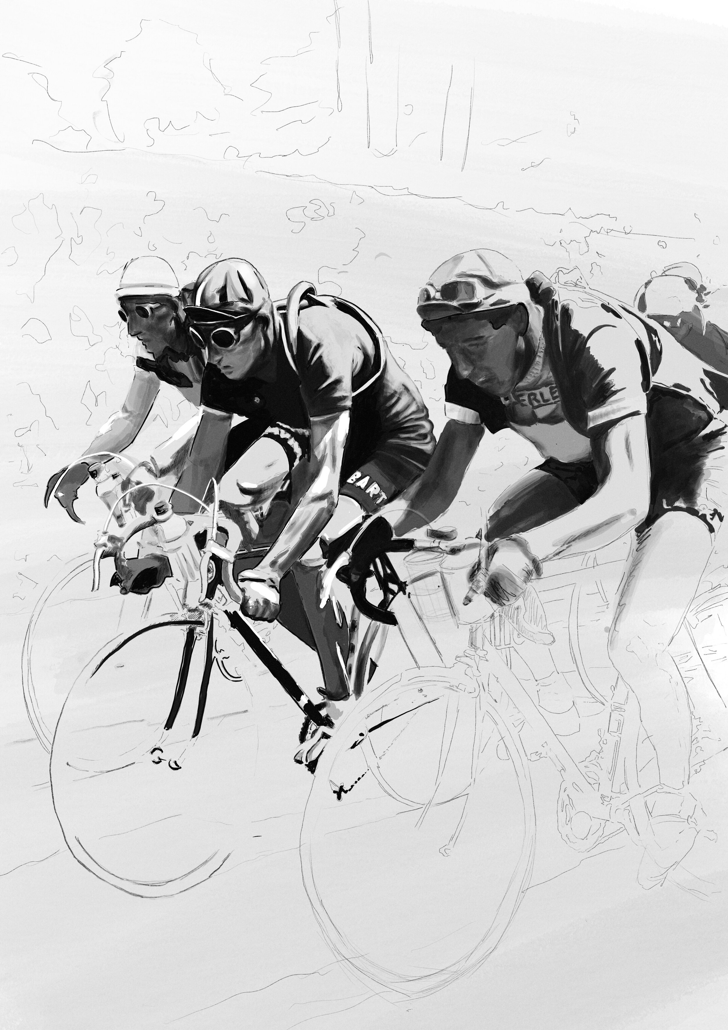 Detail of Gino Bartali Tour de France Illustration print