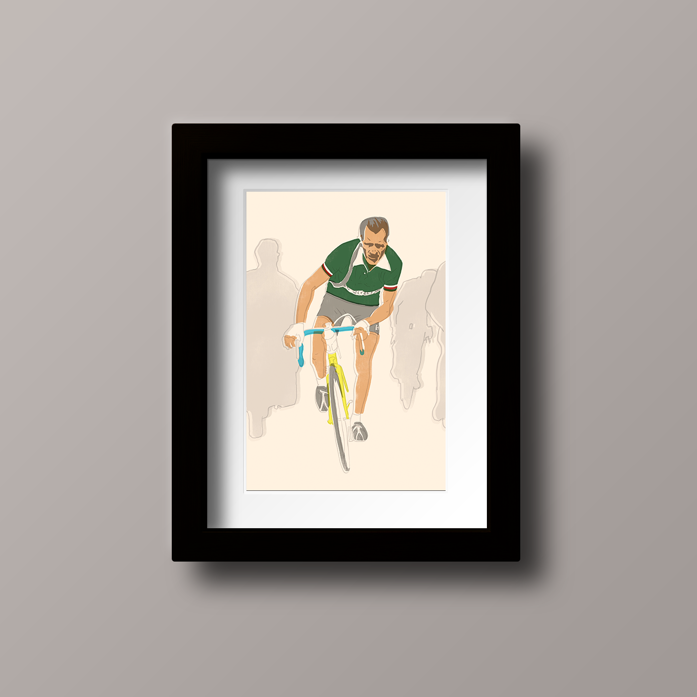 Framed Print of 'En Danseuse', Gino Bartali Illustration