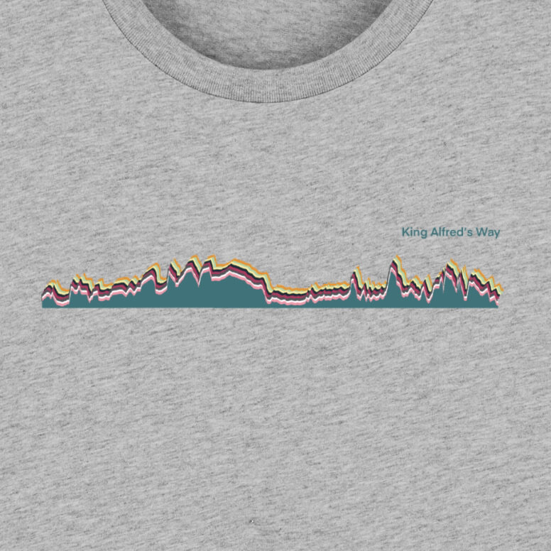 Detail of King Alfred's Way T-Shirt Heather Grey