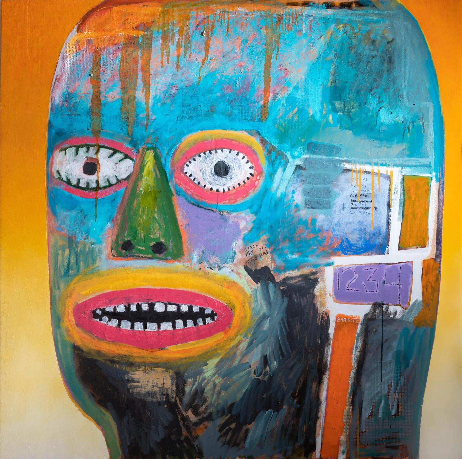 "Big Head", 48"x 48", Oil on Panel	, 2020, $2300	