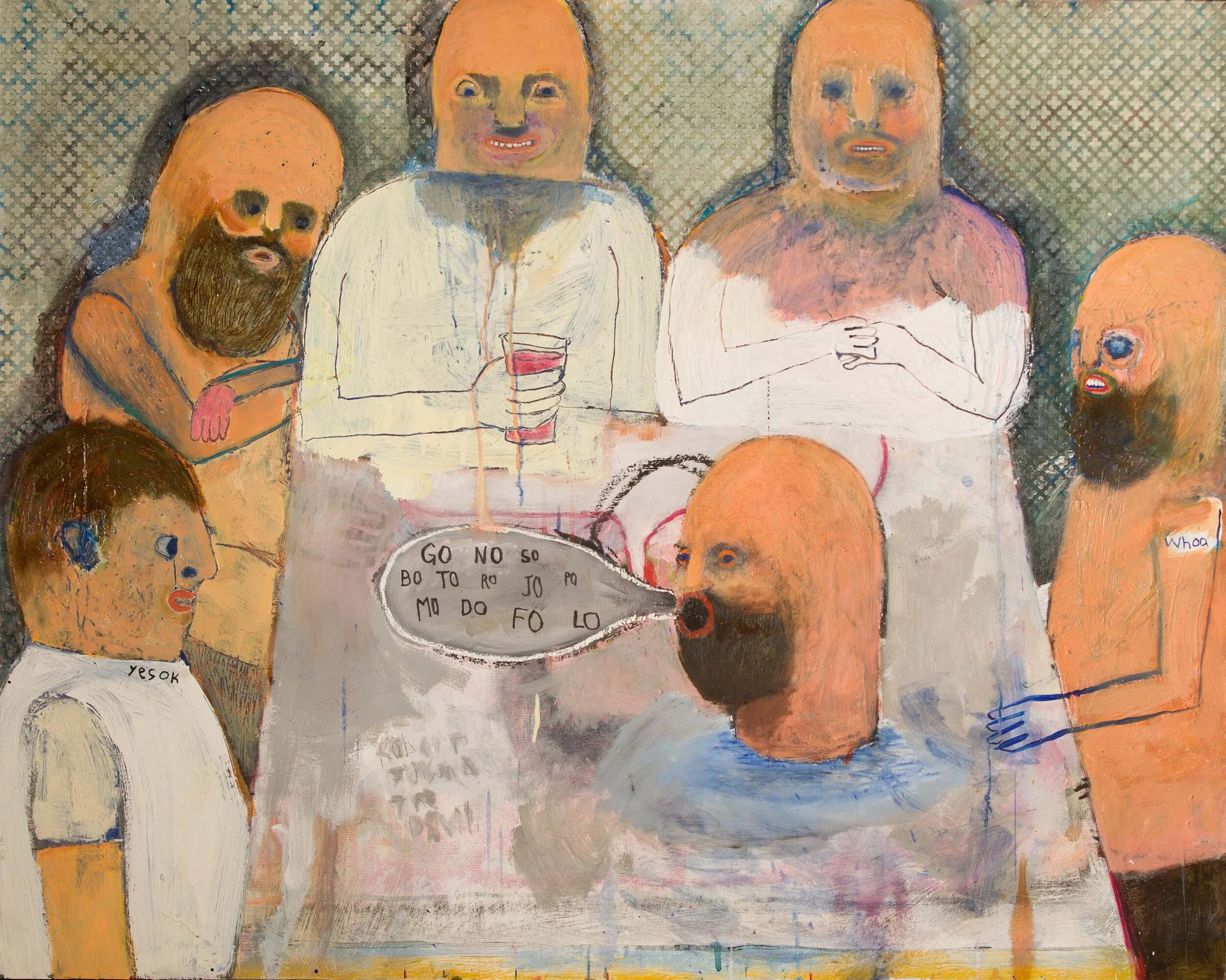 "Talking Head"  39"x 45"  Oil on Panel  2019, $1900	