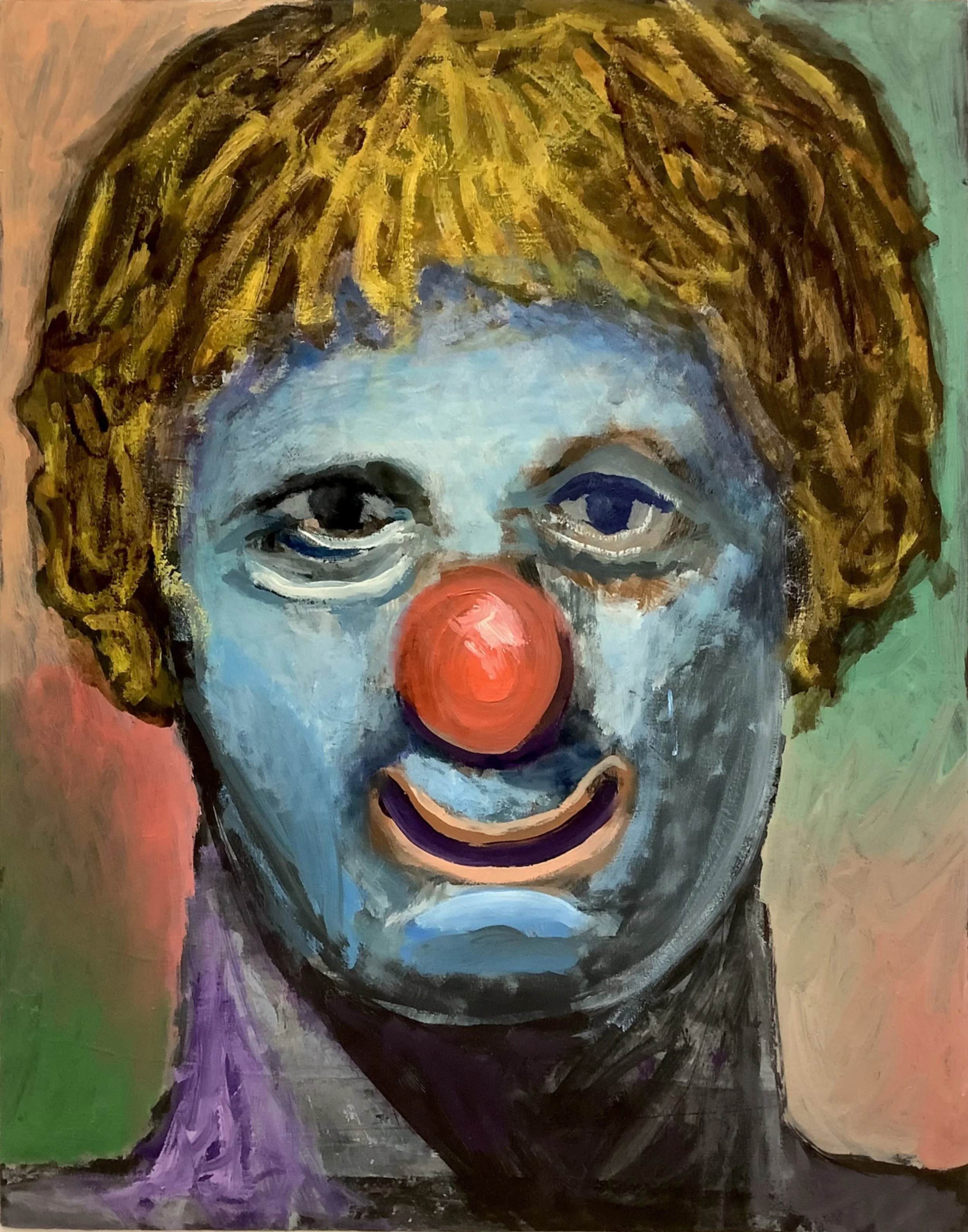 "Clown", 11"x14", Oil on Paper, 2023, $850