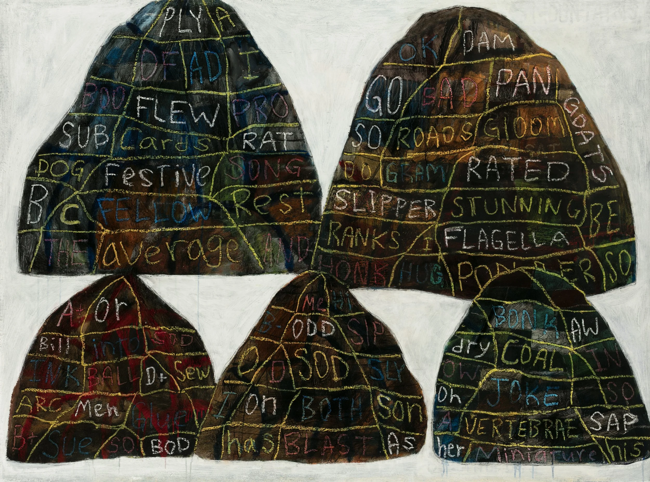 "Word Mountains", 40"x 54", Oil on Canvas, 2022, $2800