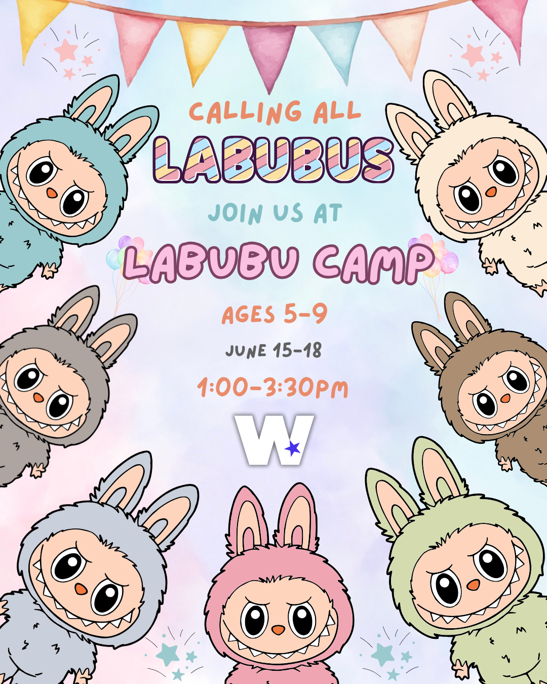 Grab your favorite Labubu or Lafufu for a week of fun! You will dance your way through the week with your doll. Dancers and dolls will play games and make crafts. Dancers will be served a light snack and should bring a water bottle. Dancers may wear 