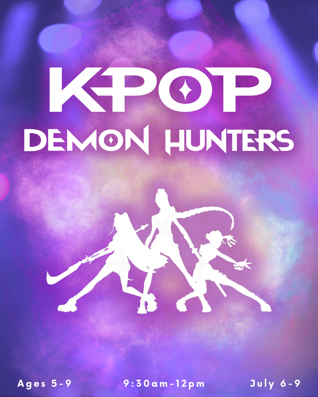 Who’s your favorite? Rumi? Mira? Zoey? All K Pop Demon Hunter fans will have a blast dancing to Huntr/x and Saja Boys. We’ll show you how it’s done with golden games and crafts. Dancers will be served a light snack and should bring a water bottle. Da