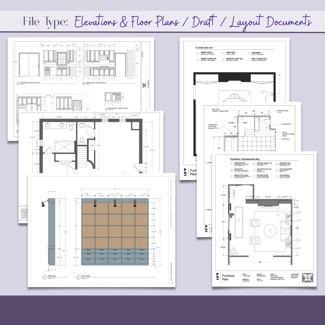  DRAFT DOCUMENTS - Scaled and dimensioned floor plans and/or elevations created for design presentations, or installer/builder reference. 
