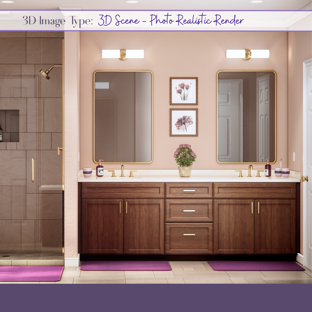  PHOTOREALISTIC - 3D model is rendered to look like a photograph including realistic materials, reflections, lighting and shadows. 