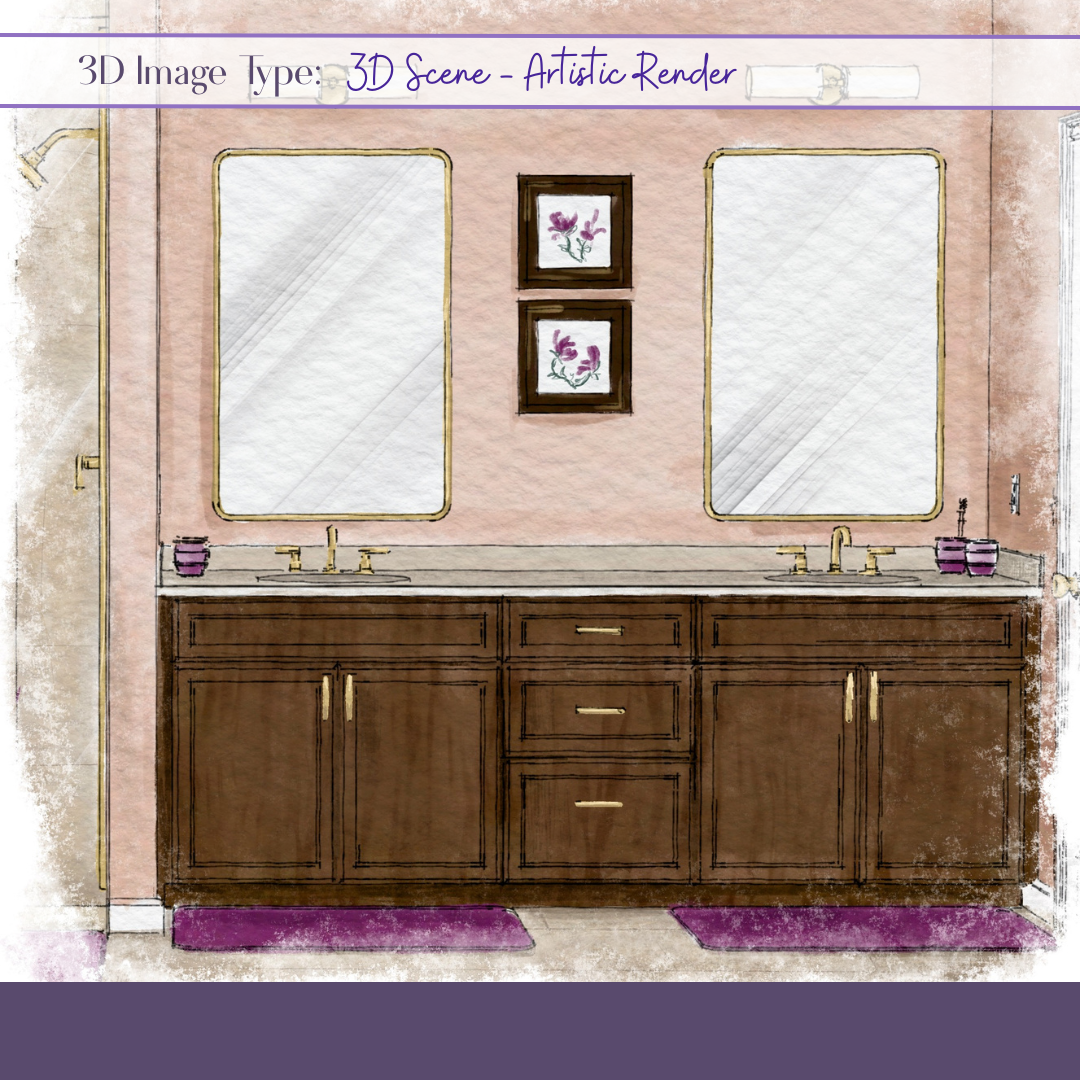  ARTISTIC - Takes the 3D model and renders it to look like hand-drawn artwork. Overlays and drawing details are added in photoshop or procreate. 